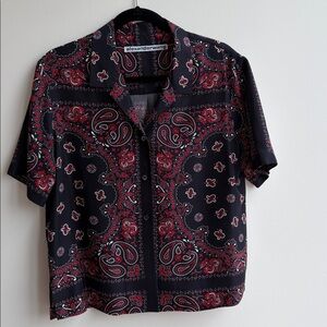 ALEXANDER WANG SILK PAISLEY CAMP BUTTON UP